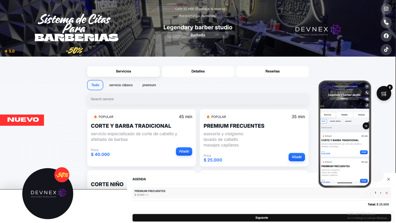 Sistema de citas para barberías